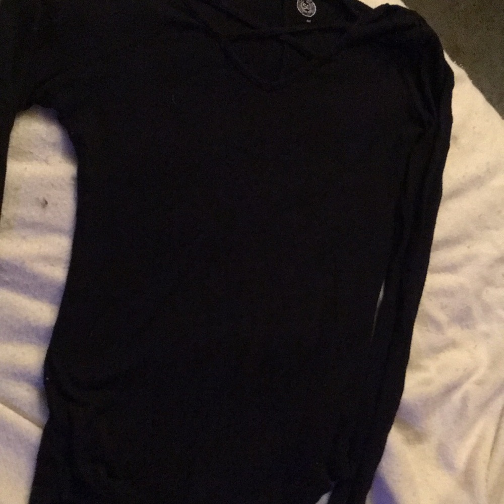 black crossed shirt